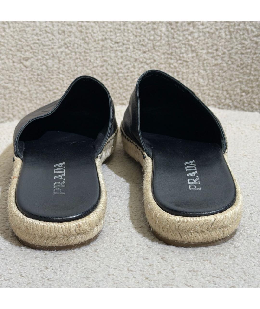 PRADA Черные кожаные эспадрильи, фото 4