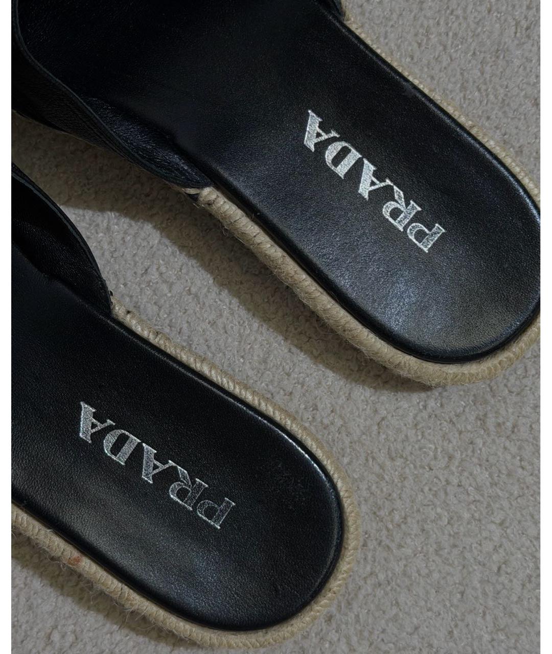 PRADA Черные кожаные эспадрильи, фото 3