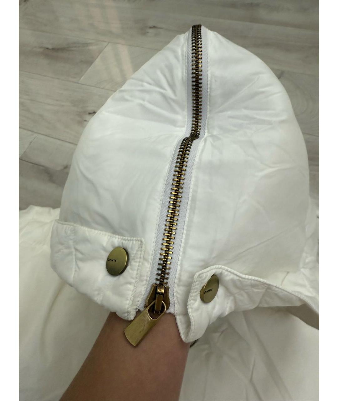 PINKO Белый полиэстеровый пуховик, фото 8