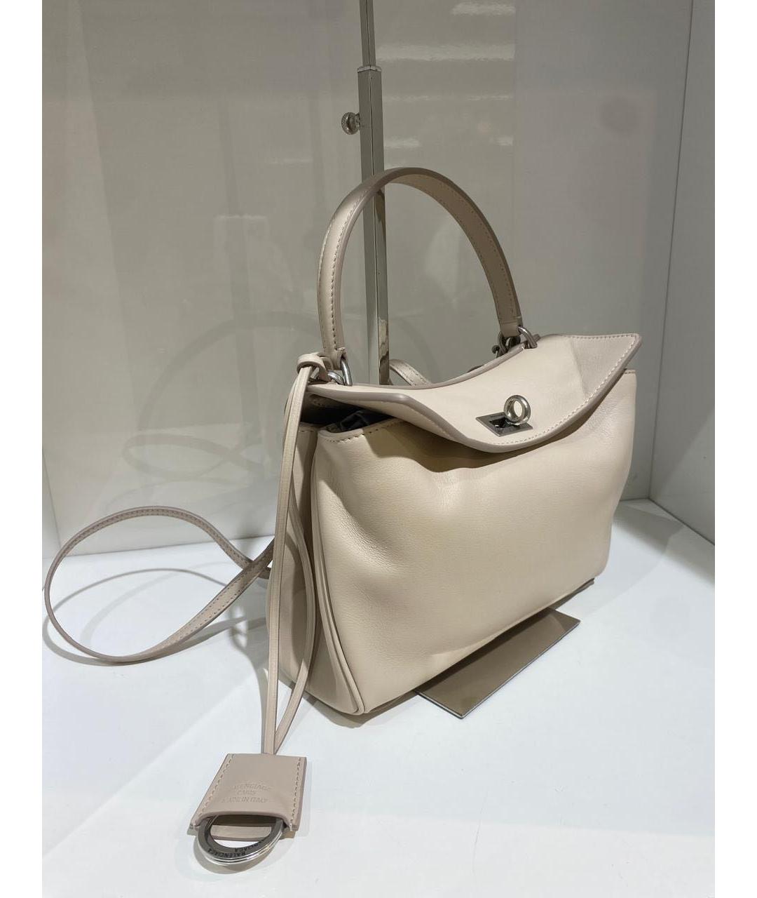 BALENCIAGA Бежевая кожаная сумка через плечо, фото 3