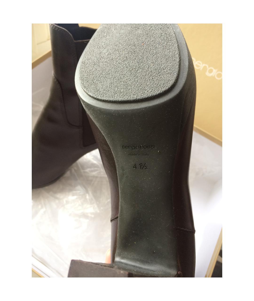 SERGIO ROSSI Коричневые кожаные ботильоны, фото 4