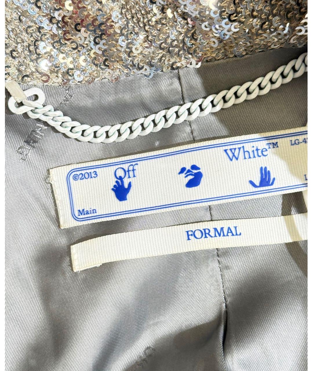 OFF-WHITE Серебрянный полиэстеровый жакет/пиджак, фото 3