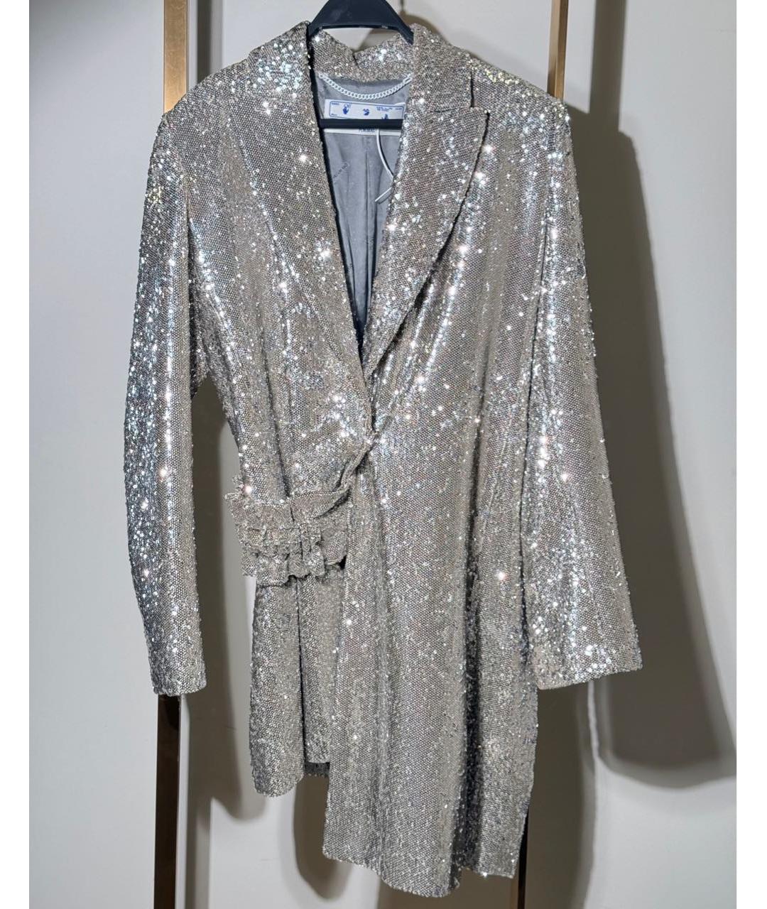 OFF-WHITE Серебрянный полиэстеровый жакет/пиджак, фото 6