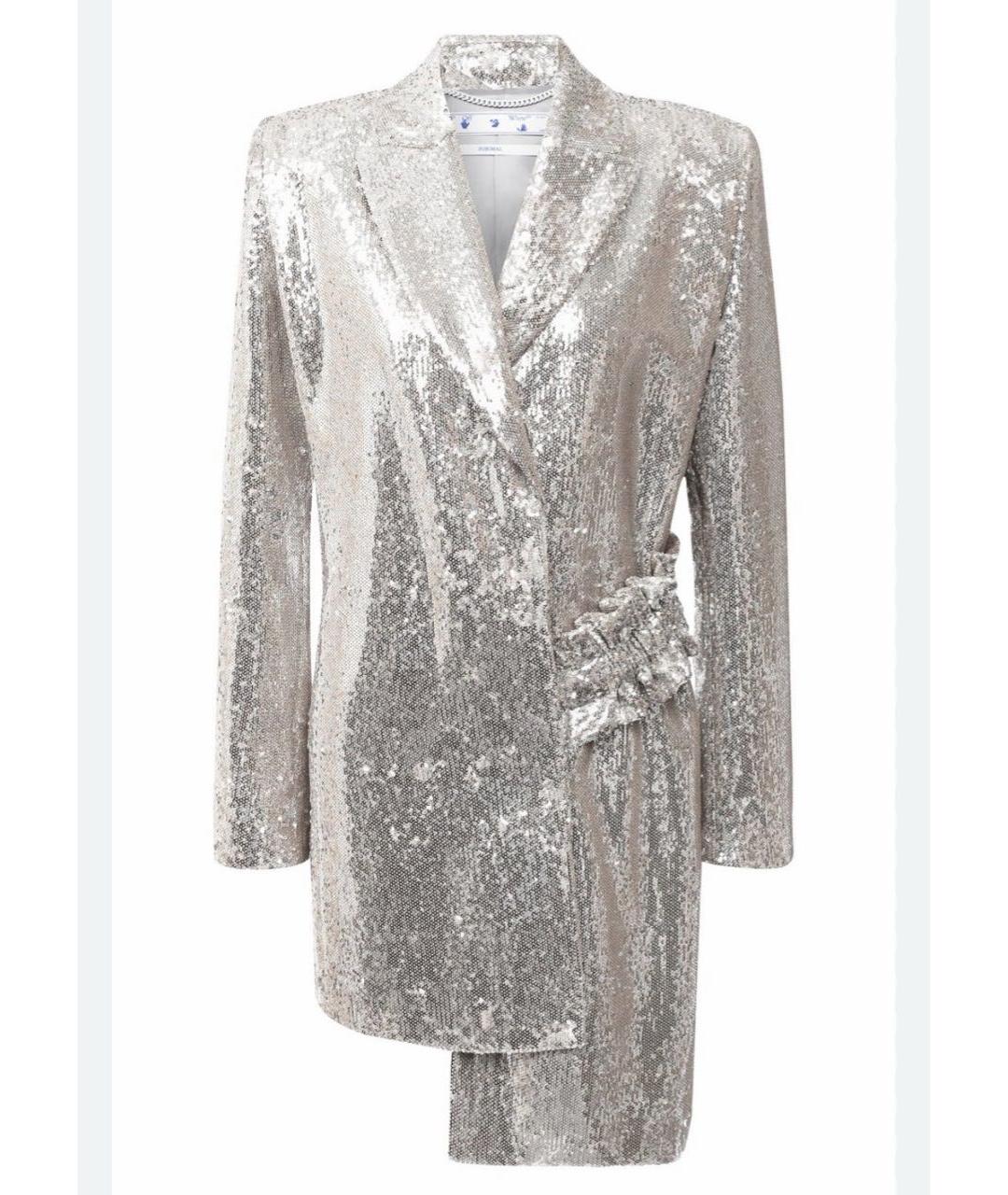 OFF-WHITE Серебрянный полиэстеровый жакет/пиджак, фото 8