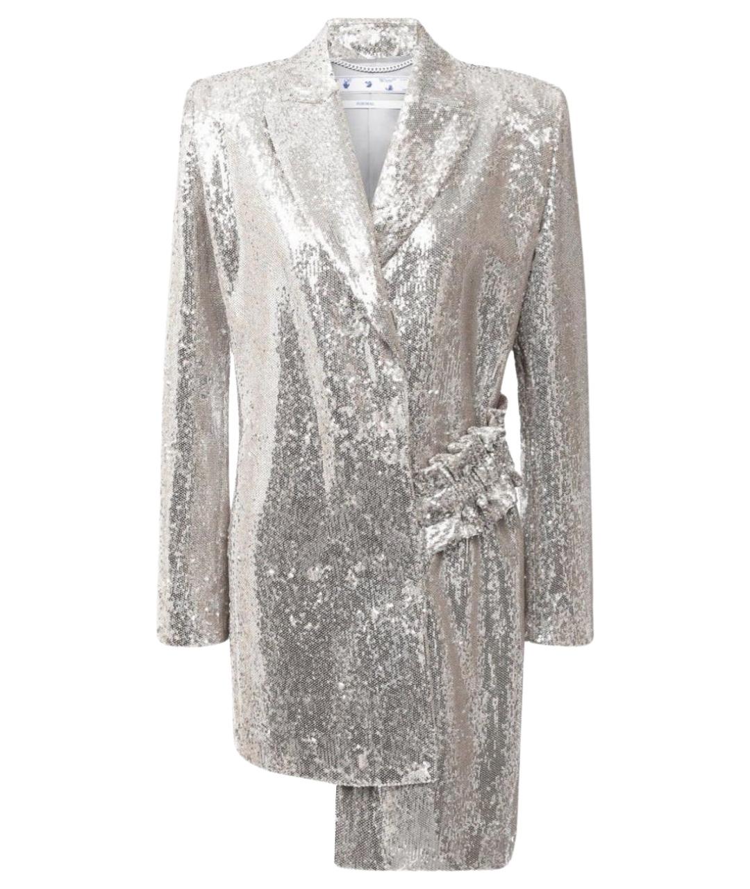 OFF-WHITE Серебрянный полиэстеровый жакет/пиджак, фото 1