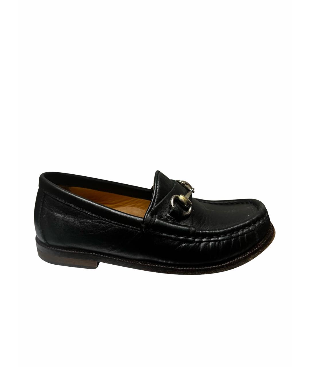 GUCCI Черные кожаные лоферы/мокасины, фото 1