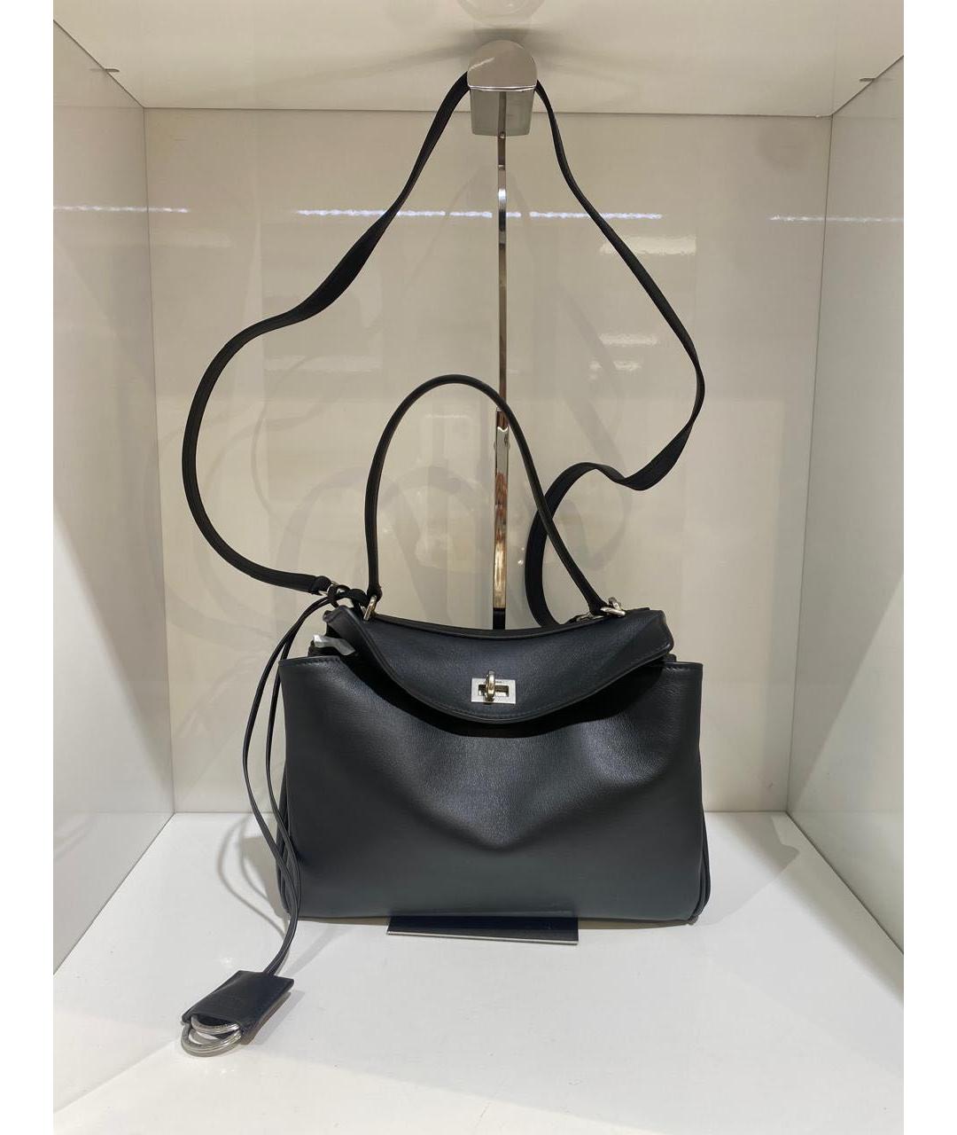 BALENCIAGA Черная кожаная сумка через плечо, фото 2