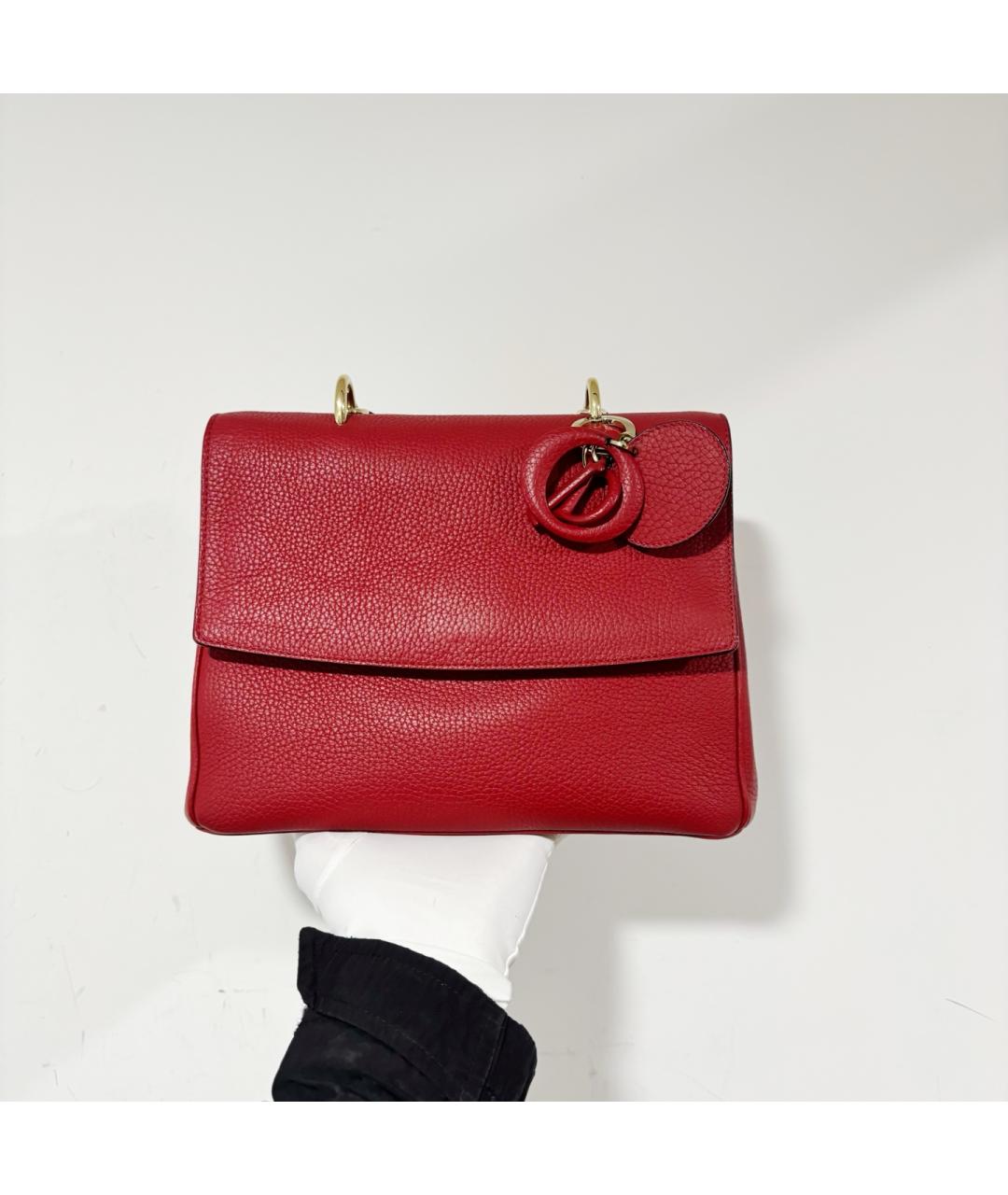 CHRISTIAN DIOR Красная кожаная сумка тоут, фото 2