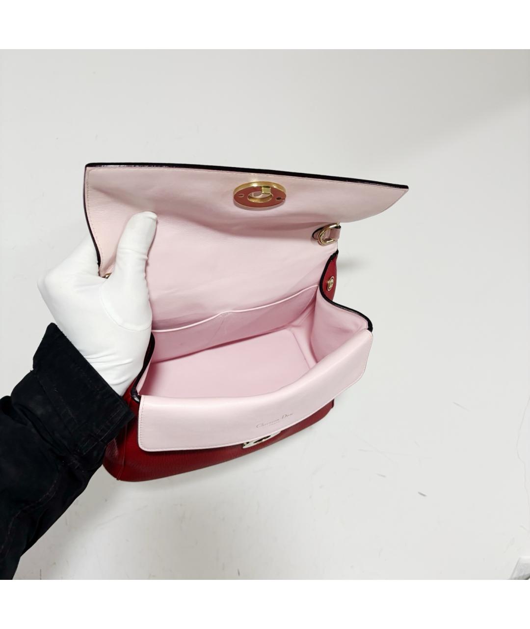 CHRISTIAN DIOR Красная кожаная сумка тоут, фото 6