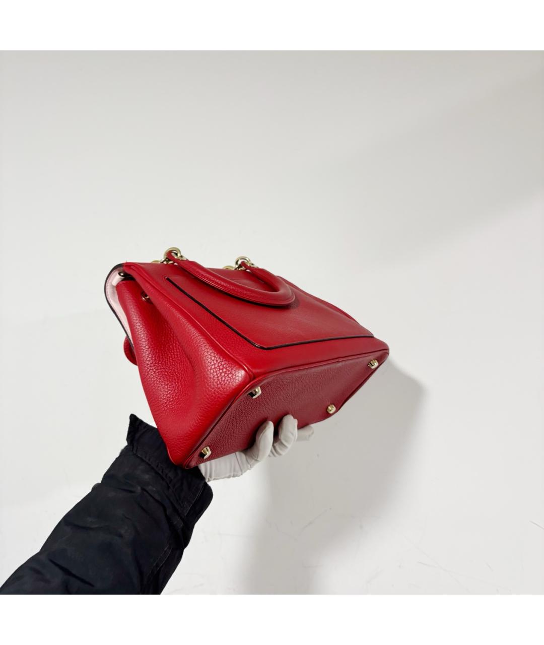 CHRISTIAN DIOR Красная кожаная сумка тоут, фото 5