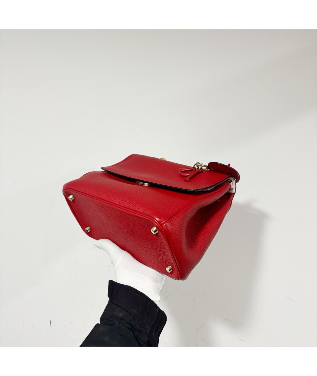 CHRISTIAN DIOR Красная кожаная сумка тоут, фото 4