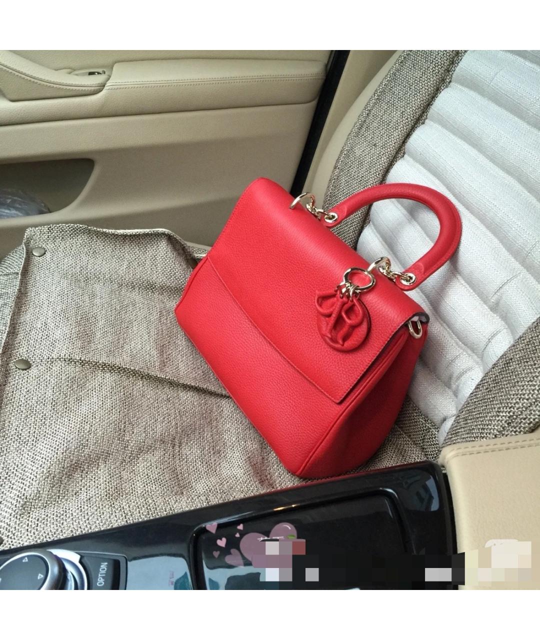 CHRISTIAN DIOR Красная кожаная сумка тоут, фото 9