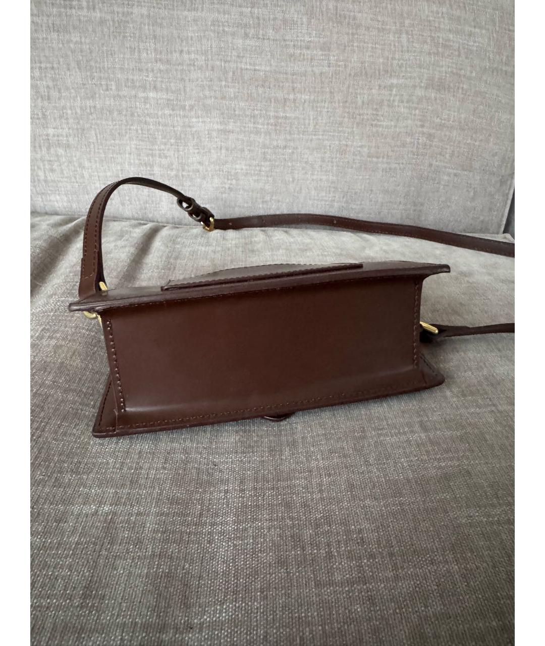 JACQUEMUS Коричневая кожаная сумка через плечо, фото 5