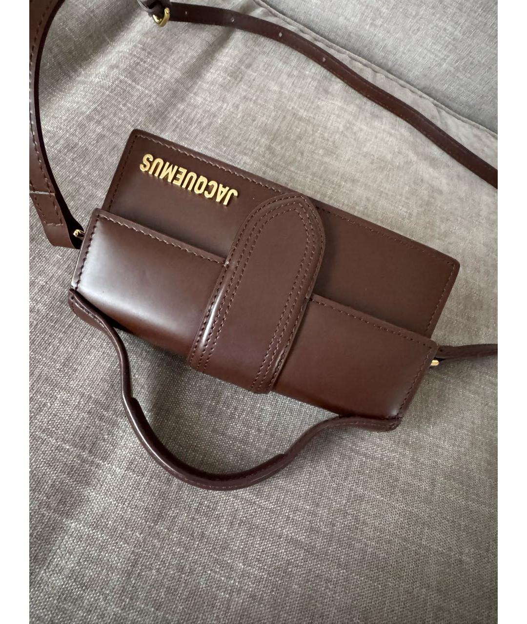 JACQUEMUS Коричневая кожаная сумка через плечо, фото 6