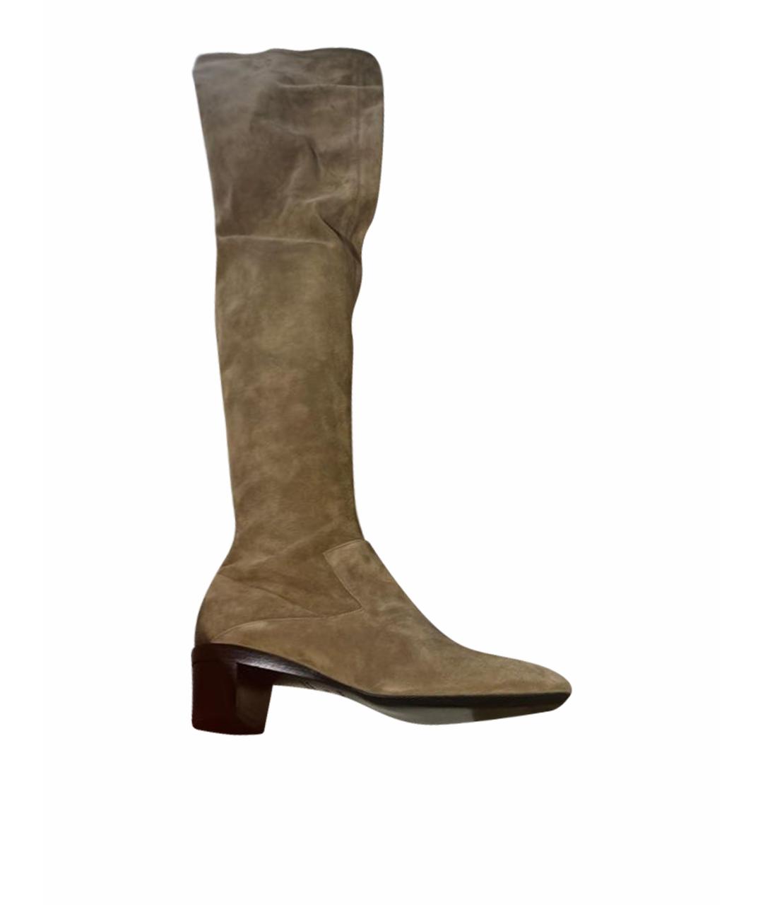 HERMES Бежевые замшевые ботфорты, фото 1