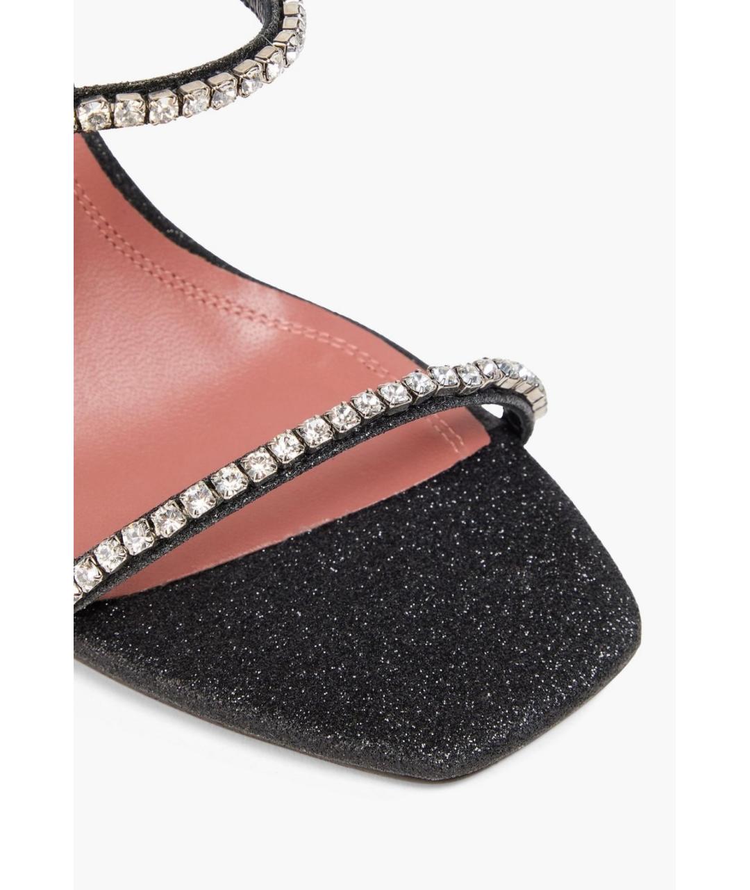 Amina Muaddi Черные кожаные босоножки, фото 3