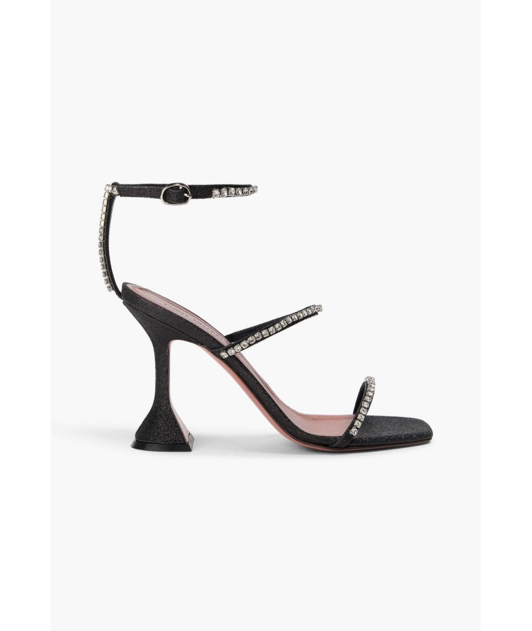 Amina Muaddi Черные кожаные босоножки, фото 5
