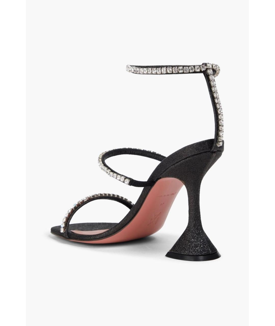 Amina Muaddi Черные кожаные босоножки, фото 4