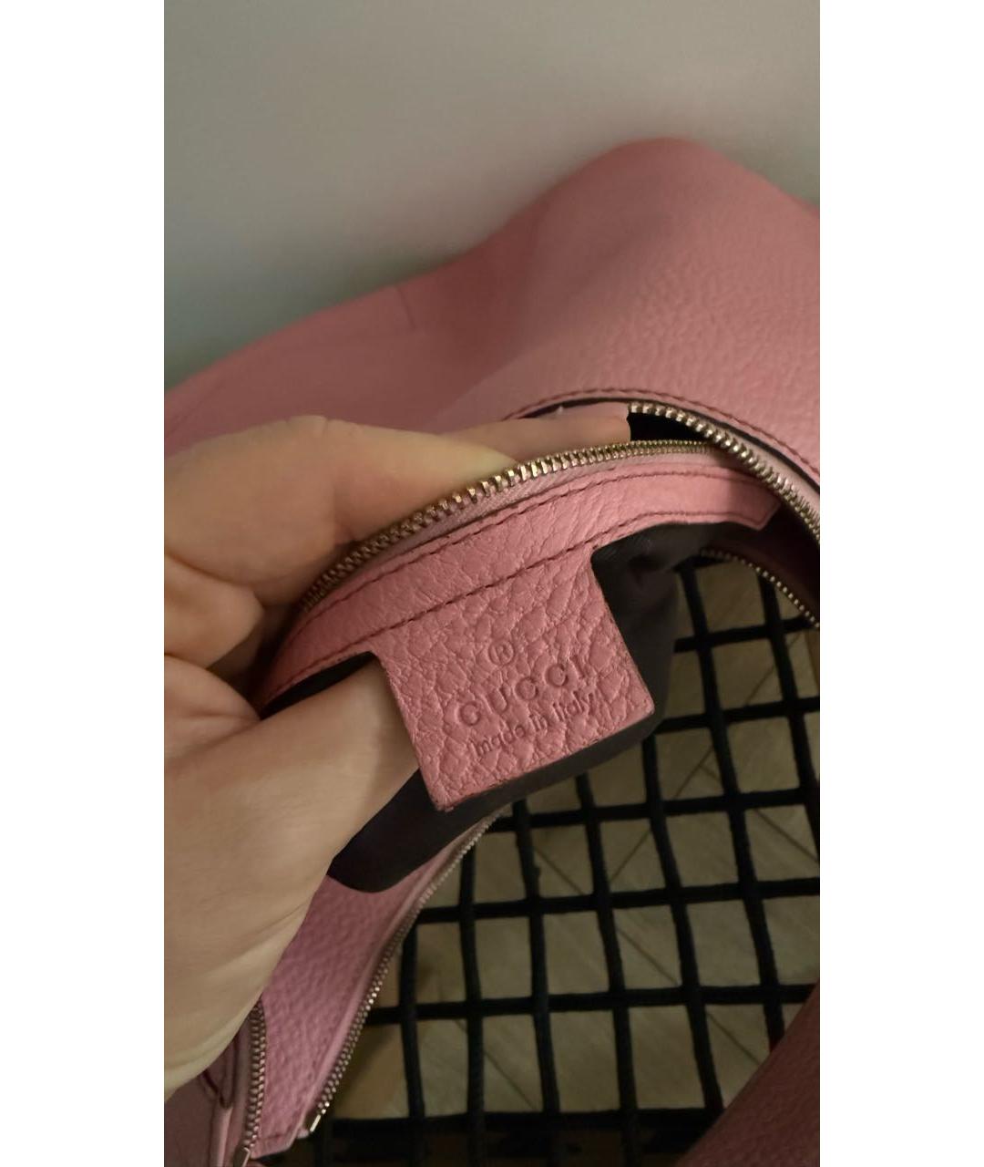 GUCCI Розовая кожаная сумка с короткими ручками, фото 4