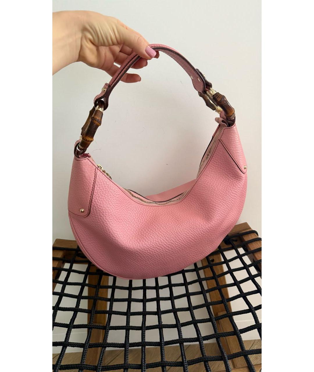 GUCCI Розовая кожаная сумка с короткими ручками, фото 3
