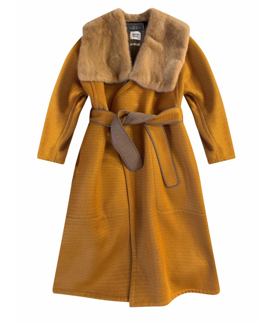 HERMES Горчичное пальто, фото 1