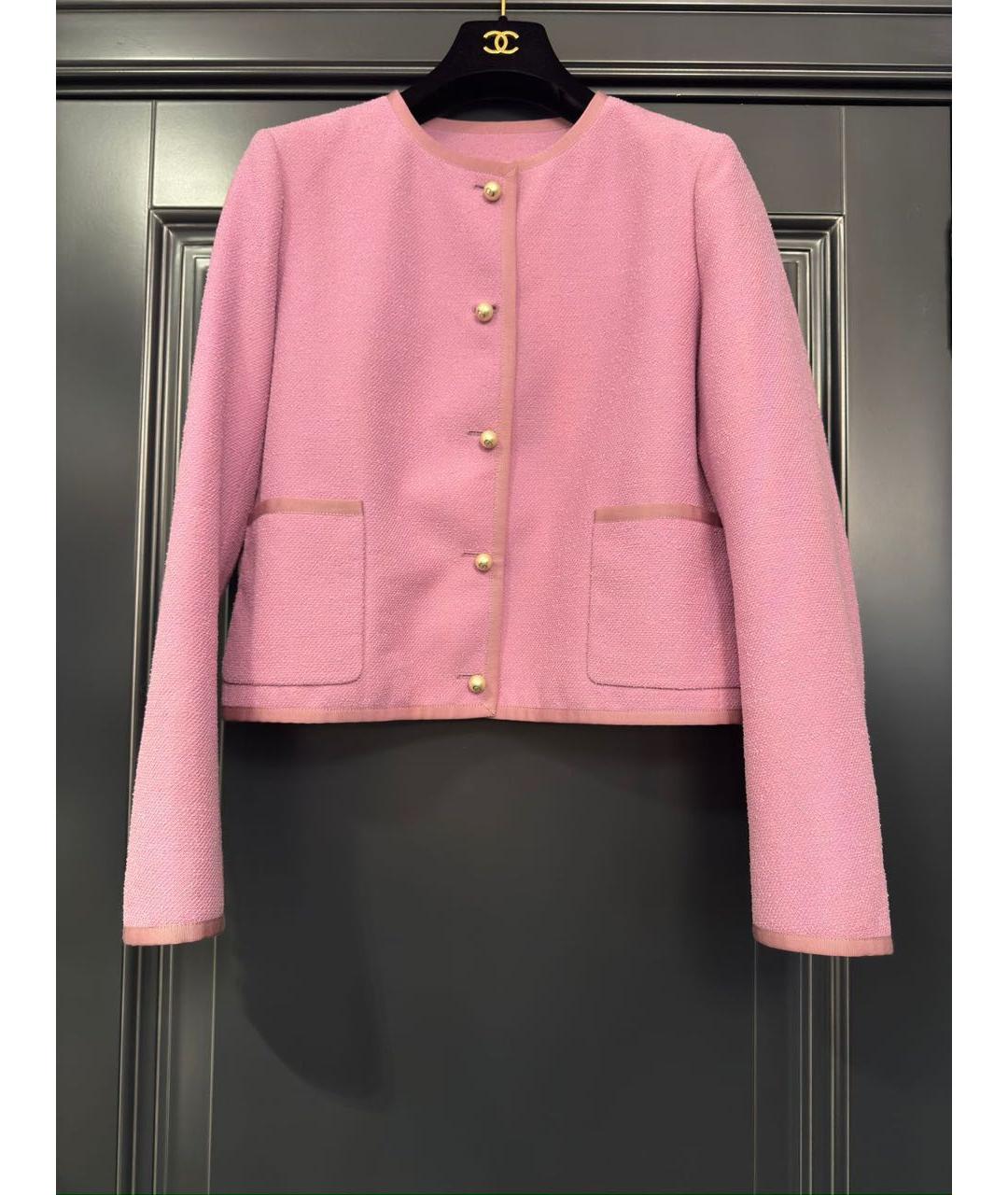 CHRISTIAN DIOR Розовый твидовый жакет/пиджак, фото 8