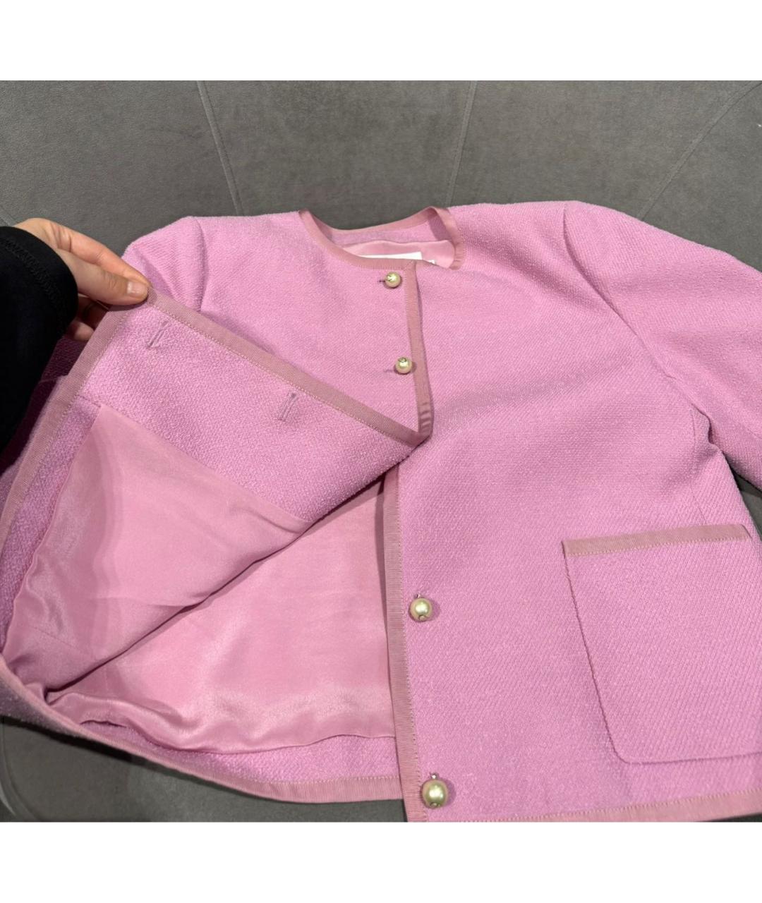 CHRISTIAN DIOR Розовый твидовый жакет/пиджак, фото 7