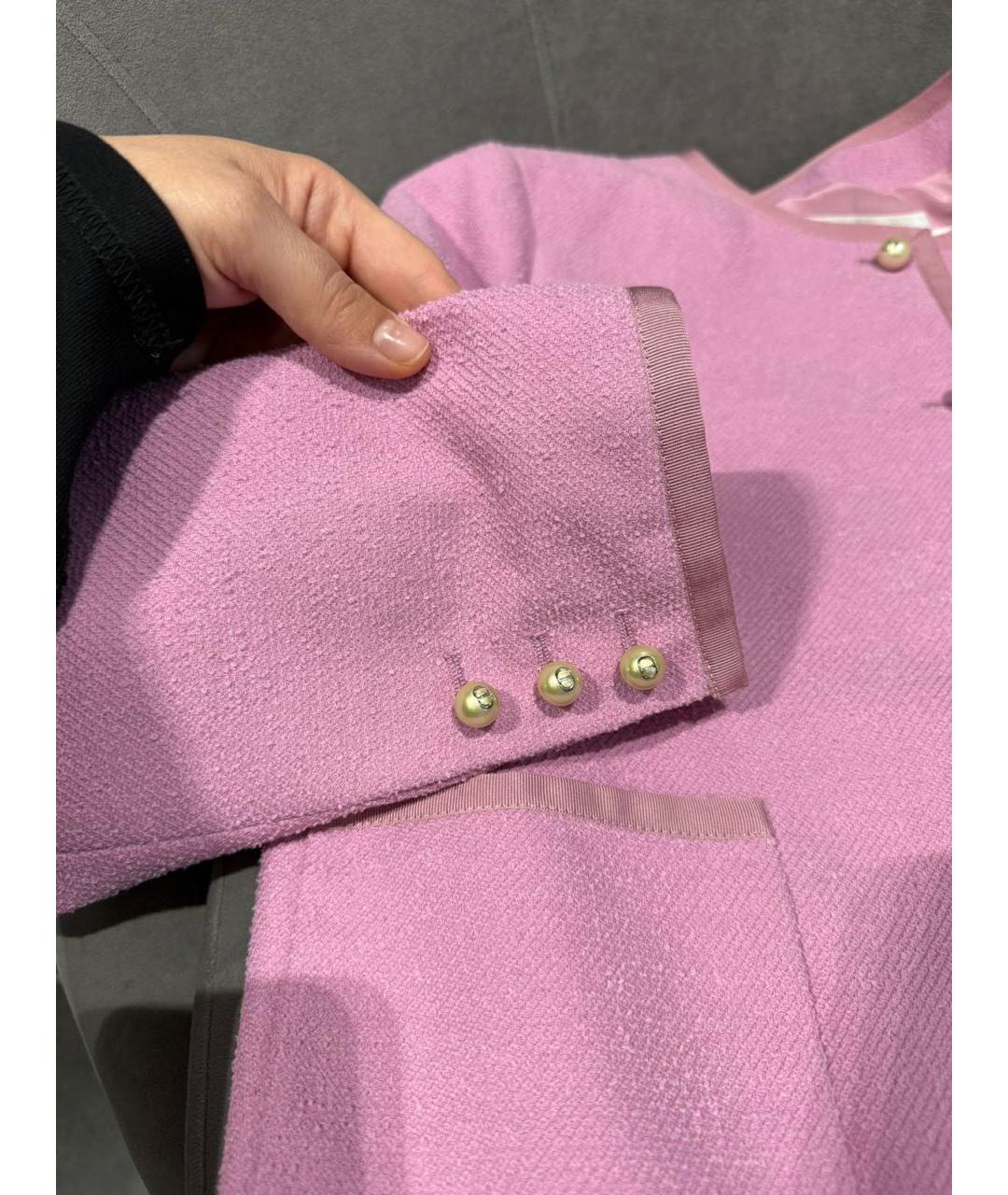 CHRISTIAN DIOR Розовый твидовый жакет/пиджак, фото 6