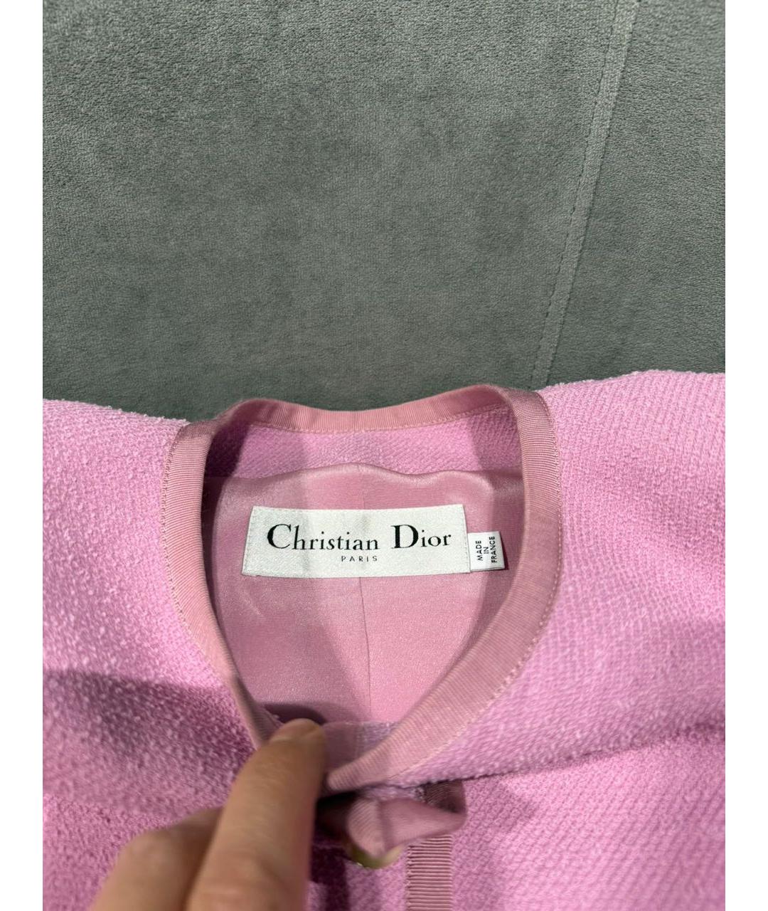 CHRISTIAN DIOR Розовый твидовый жакет/пиджак, фото 3