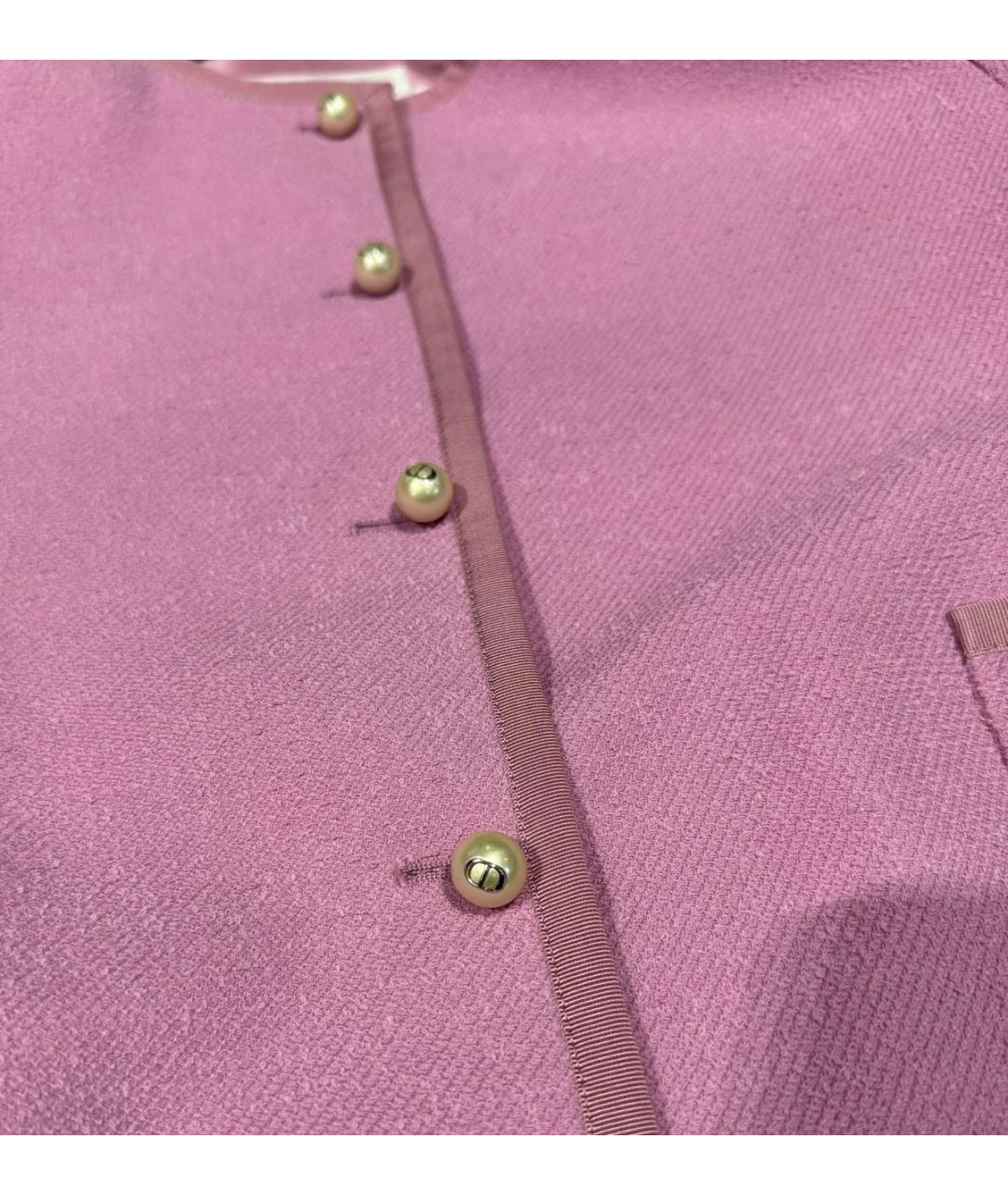 CHRISTIAN DIOR Розовый твидовый жакет/пиджак, фото 5
