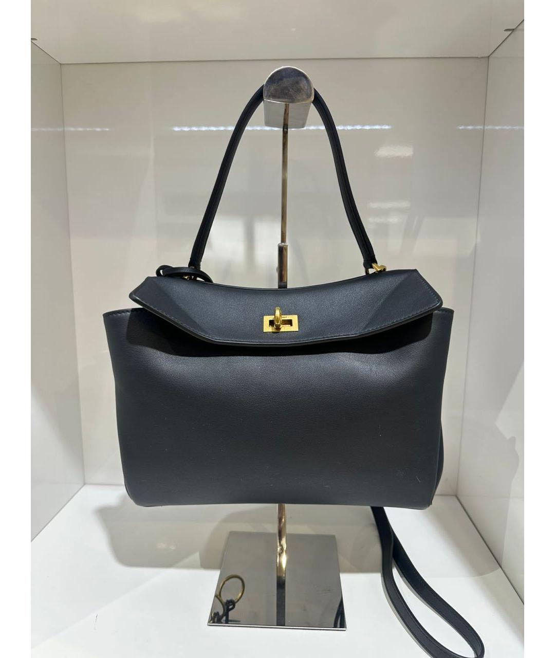 BALENCIAGA Черная кожаная сумка с короткими ручками, фото 2