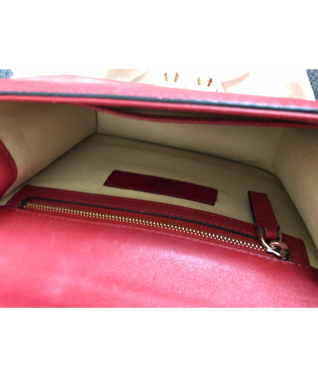 VALENTINO Красная кожаная сумка тоут, фото 4