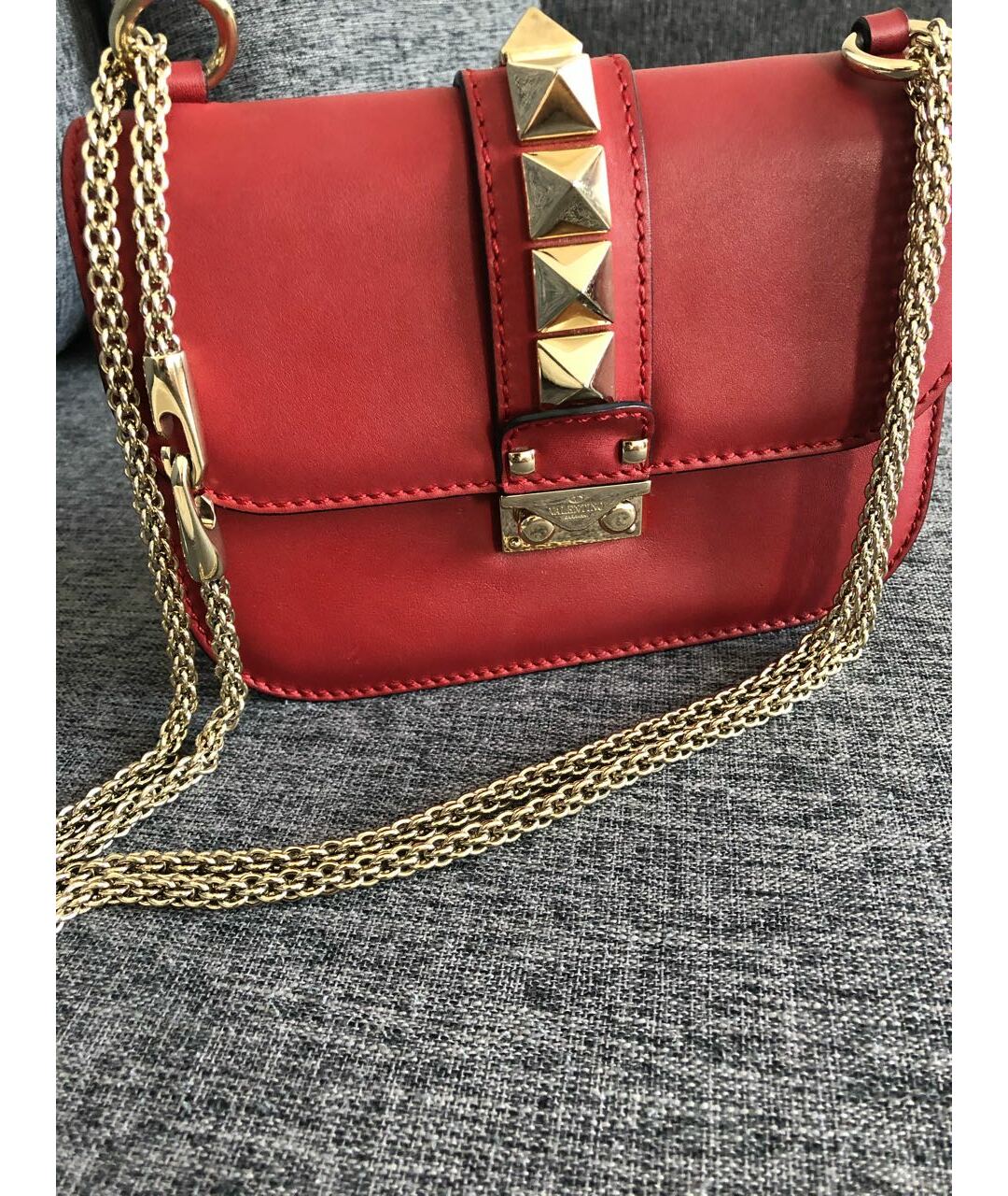 VALENTINO Красная кожаная сумка тоут, фото 3