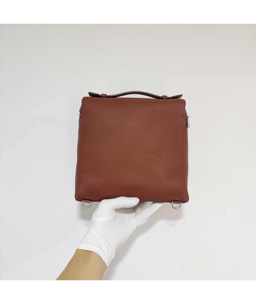 LORO PIANA Красный кожаный рюкзак, фото 3