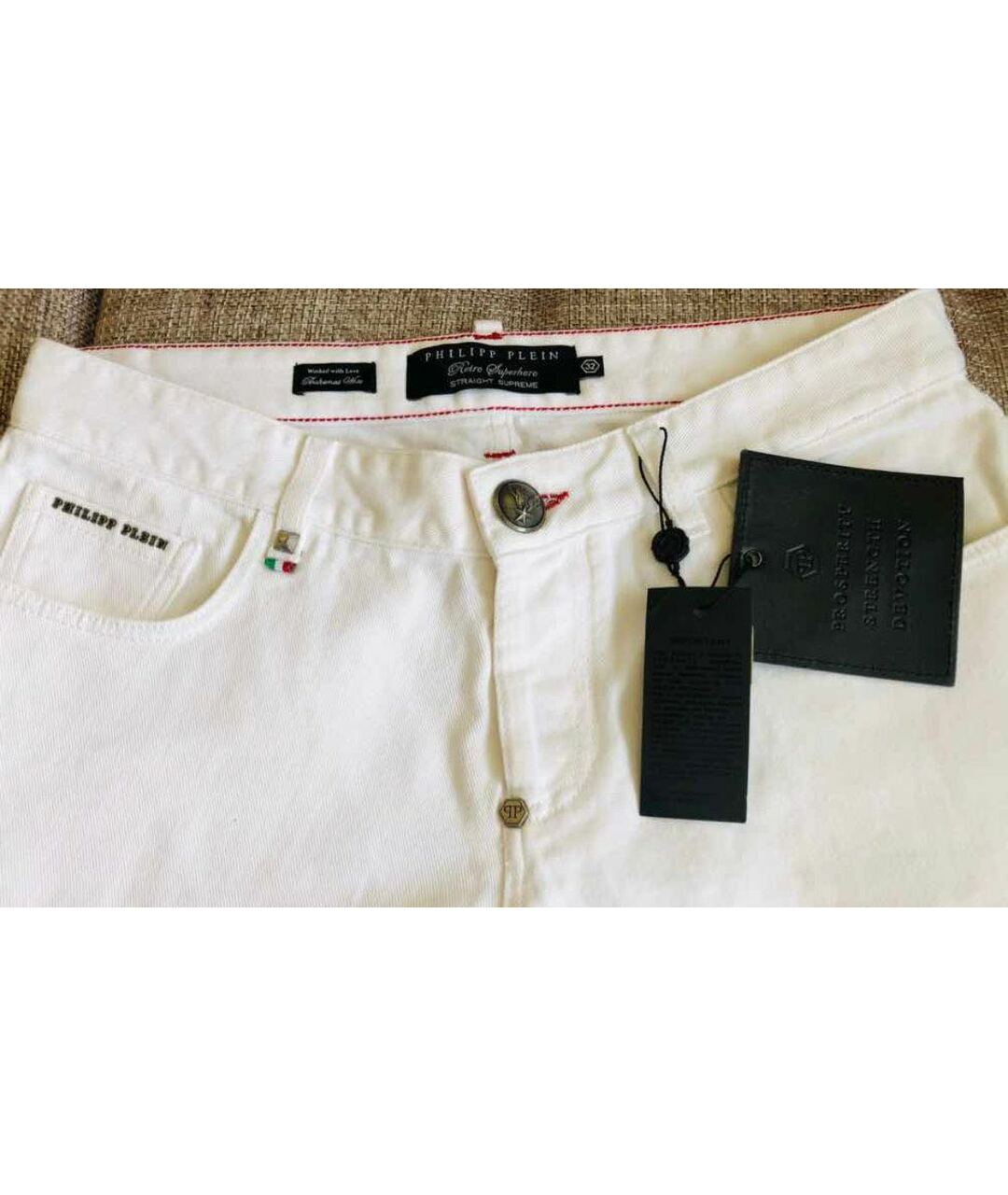 PHILIPP PLEIN Белые хлопковые джинсы, фото 4