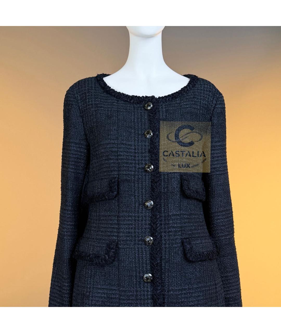 CHANEL Темно-синий твидовый жакет/пиджак, фото 6