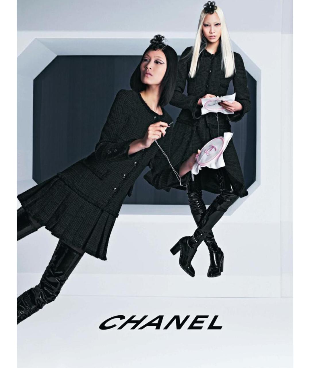 CHANEL Темно-синий твидовый жакет/пиджак, фото 3