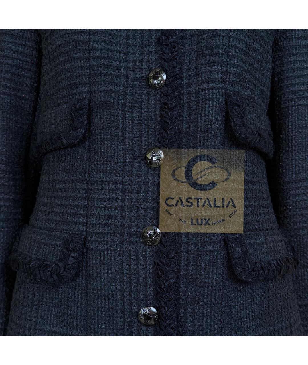 CHANEL Темно-синий твидовый жакет/пиджак, фото 7