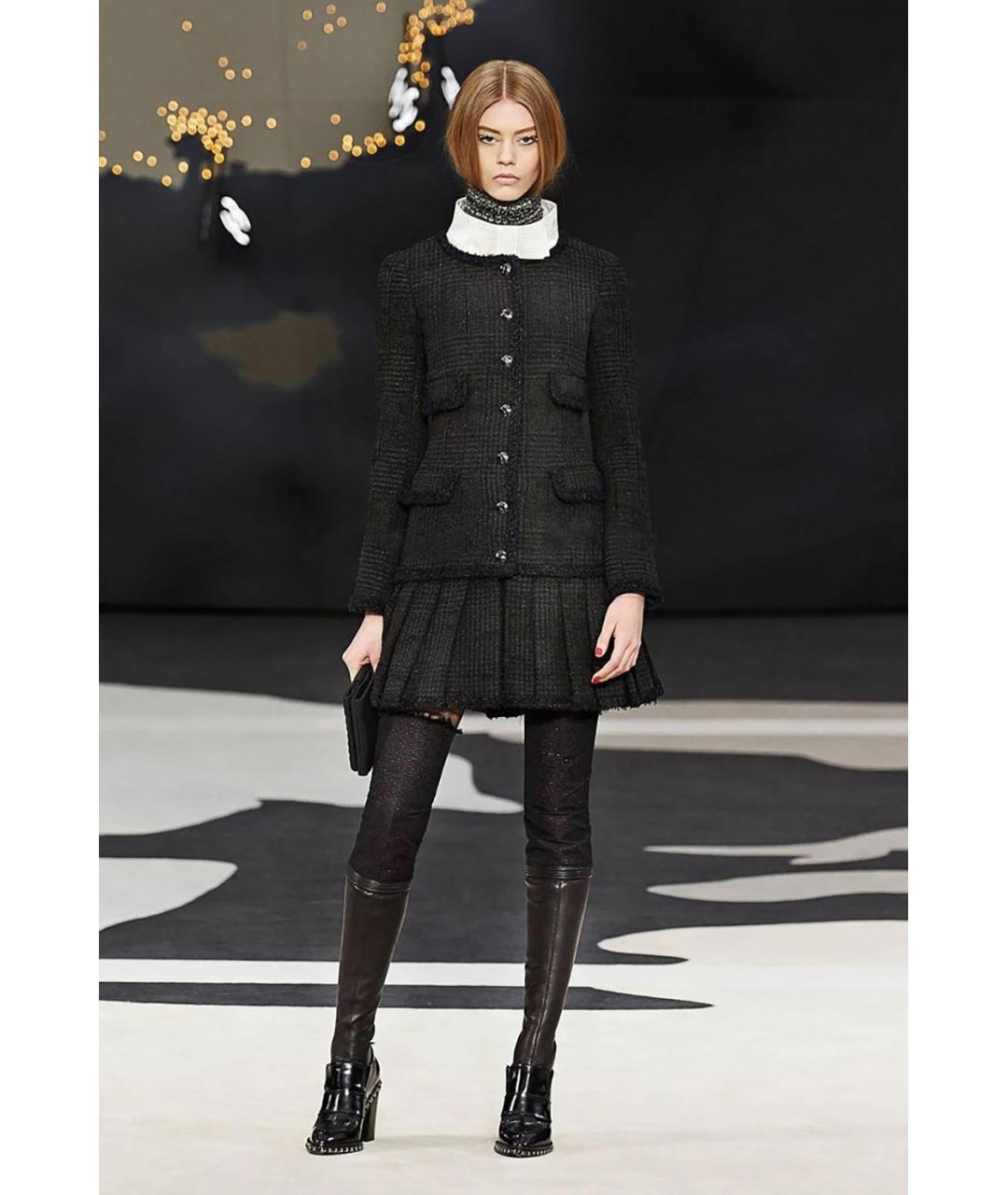 CHANEL Темно-синий твидовый жакет/пиджак, фото 2