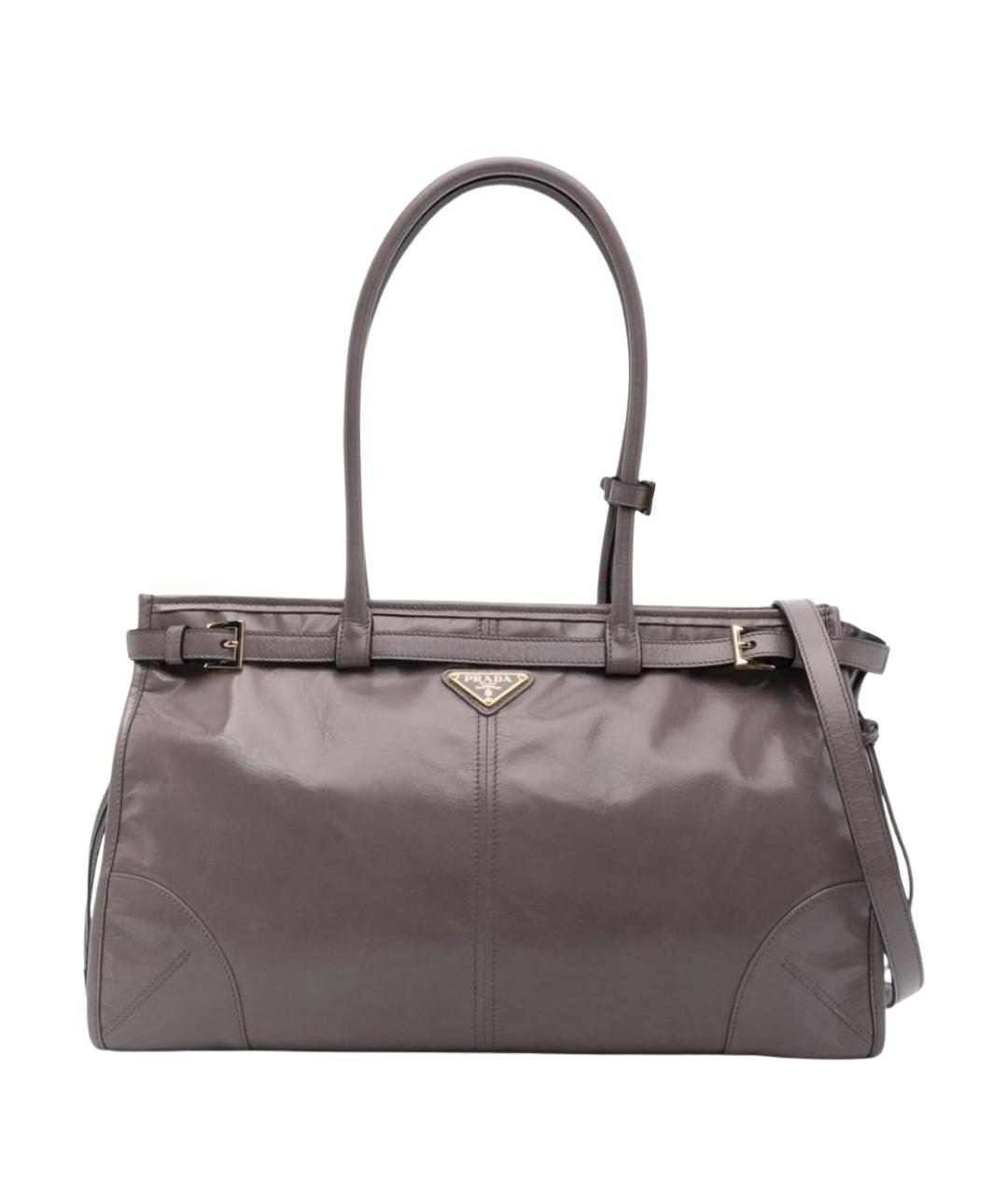 PRADA Серая кожаная сумка тоут, фото 1