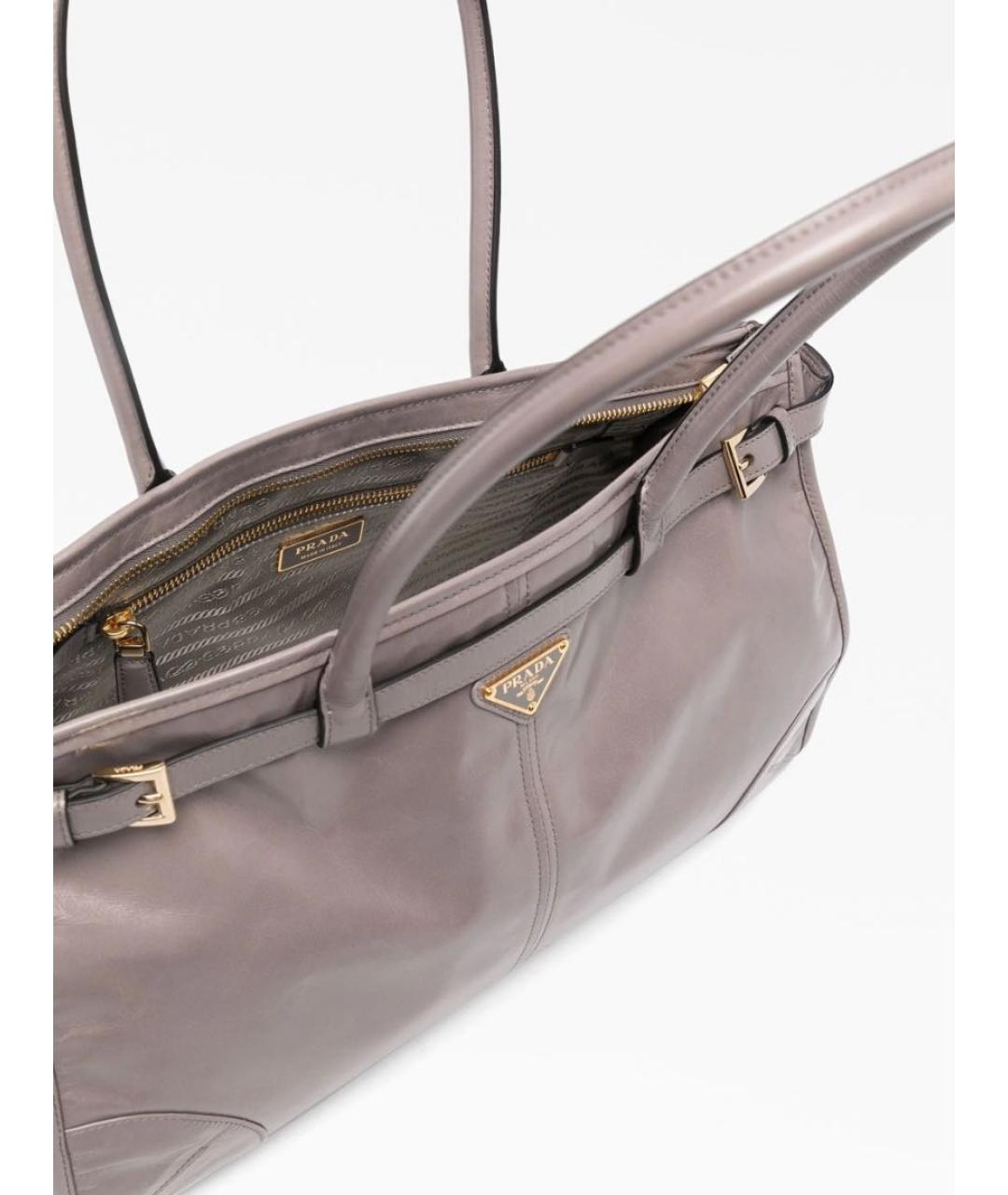 PRADA Серая кожаная сумка тоут, фото 4