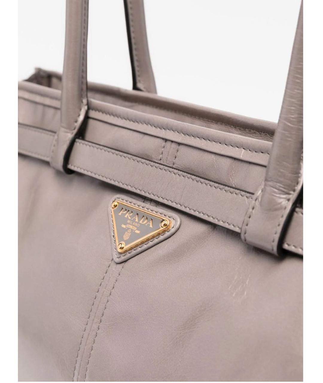 PRADA Серая кожаная сумка тоут, фото 6