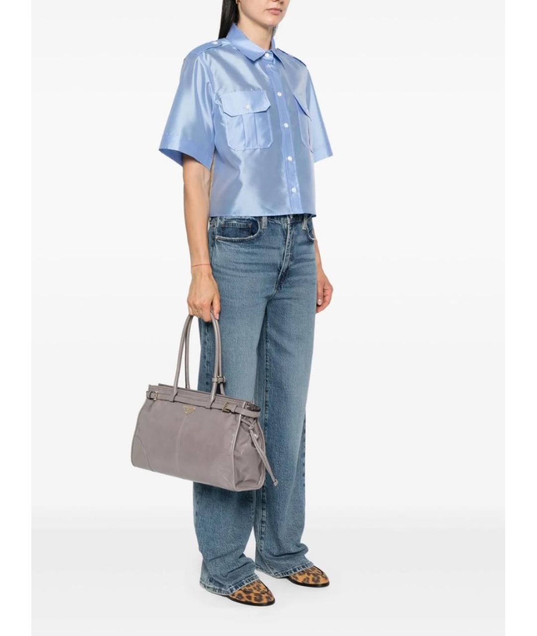 PRADA Серая кожаная сумка тоут, фото 5