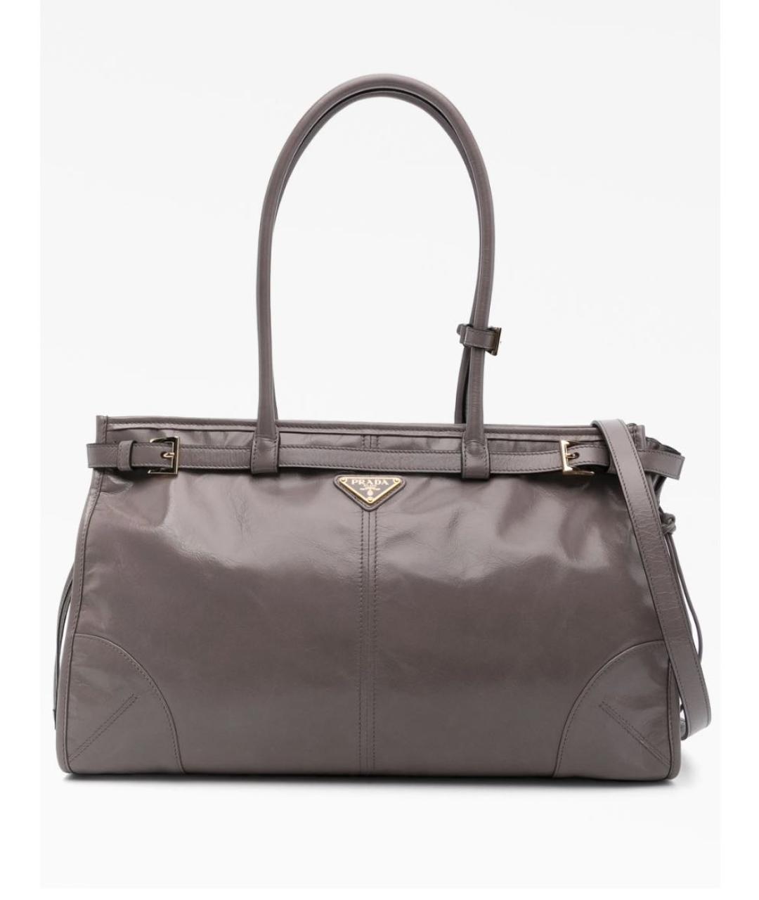 PRADA Серая кожаная сумка тоут, фото 7