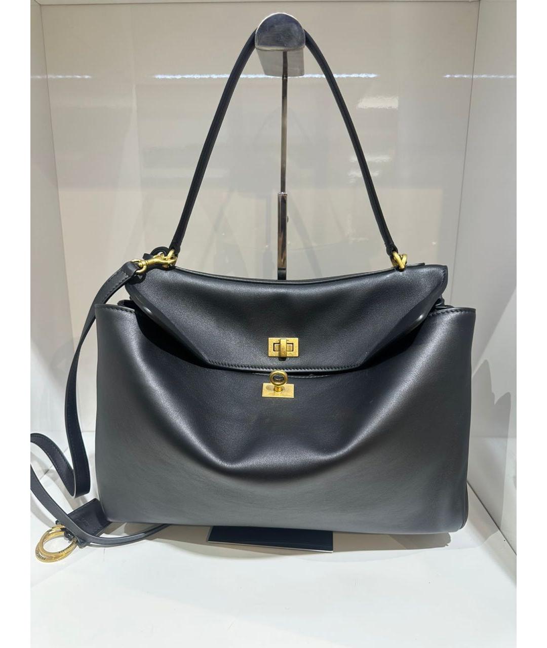 BALENCIAGA Черная кожаная сумка через плечо, фото 2