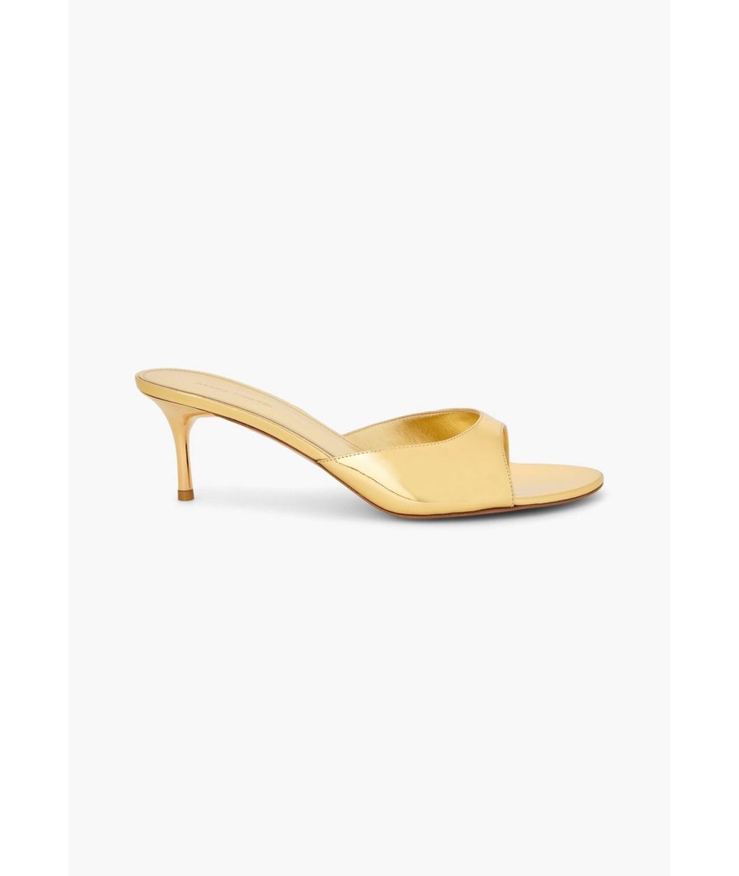 Amina Muaddi Золотые кожаные мюли, фото 4