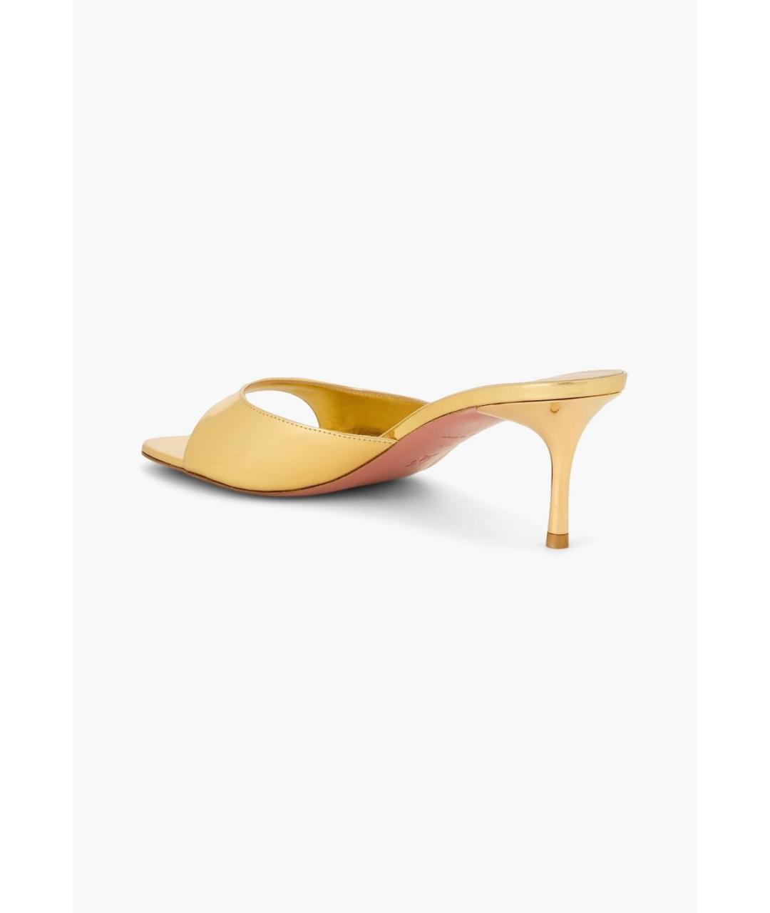 Amina Muaddi Золотые кожаные мюли, фото 3