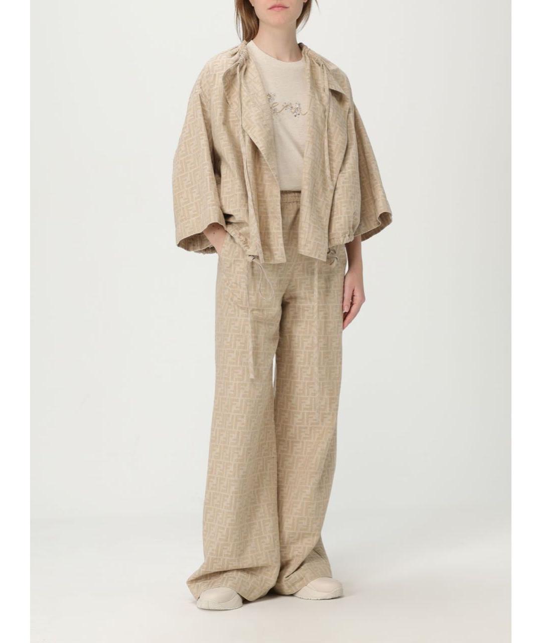 FENDI Бежевая хлопковая футболка, фото 6