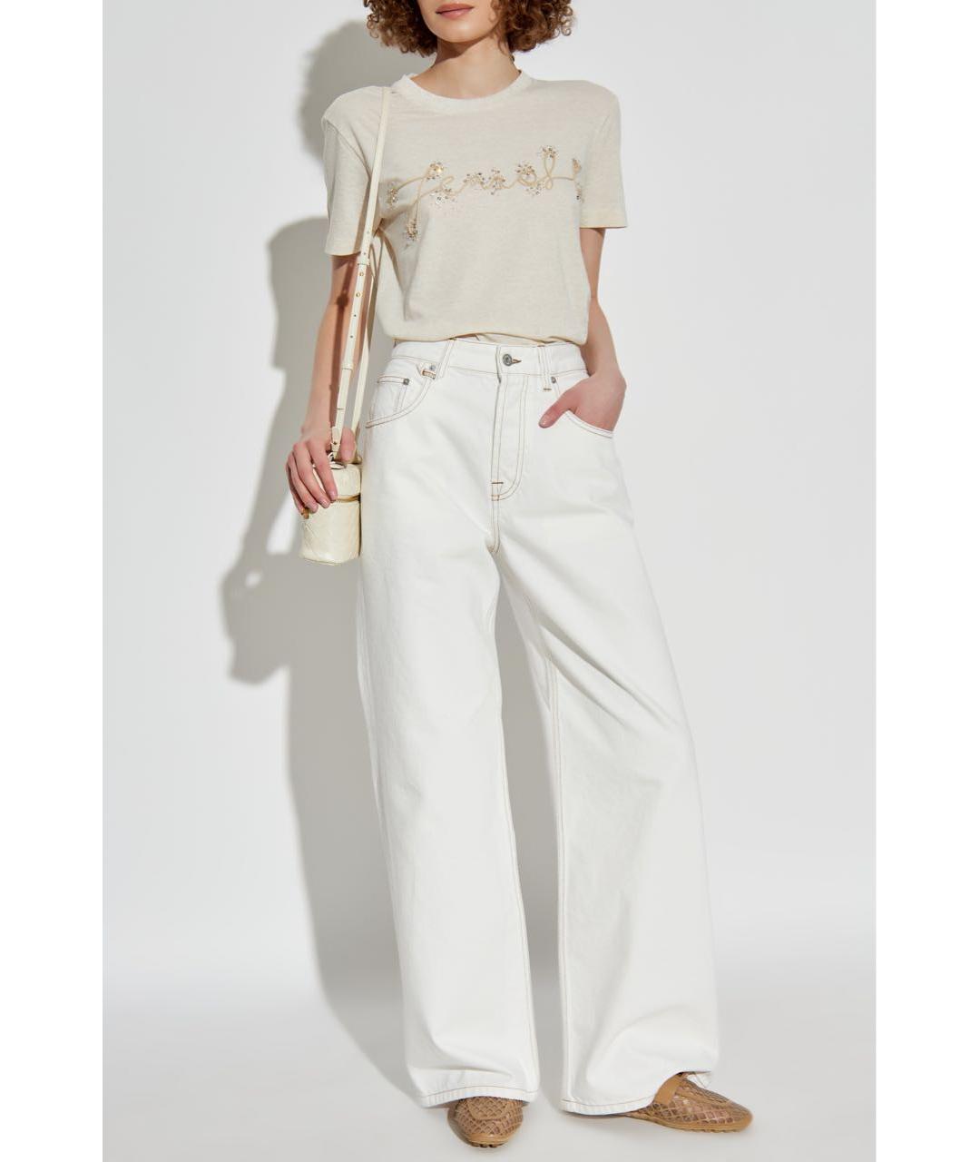 FENDI Бежевая хлопковая футболка, фото 2