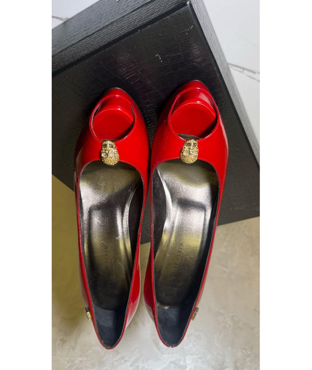 PHILIPP PLEIN Красные кожаные босоножки, фото 3